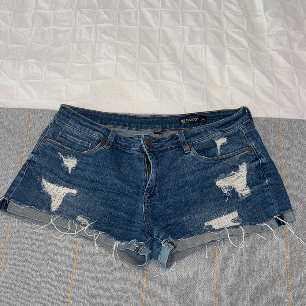 Blank NYC Women's The Fulton Roll Up Distressed Denim Shorts - Blue